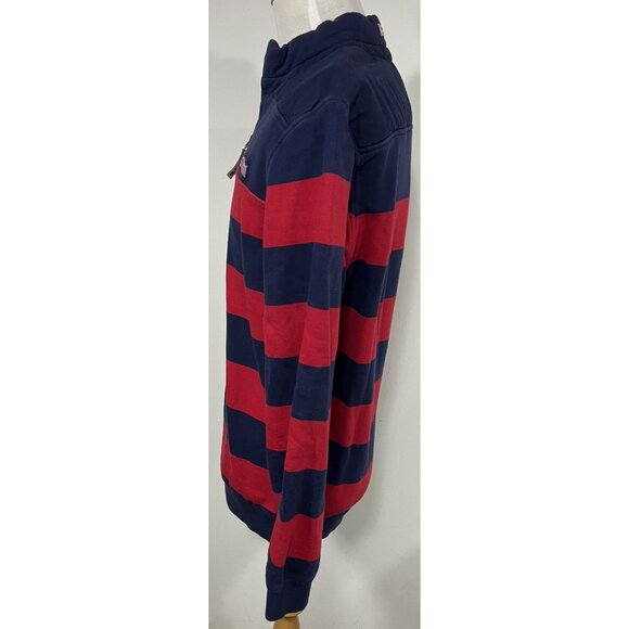 Mens M Vineyard Vines Martha's Shep Ian Rugby 1/4 Zip Red Blue Stripes Logo - Picture 5 of 8